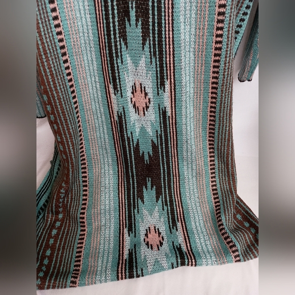 ROCK & ROLL DENIM Patterned Open Front Cardigan Western Boho Sweater (#1,532)(C) - Picture 8 of 9